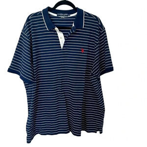 U.S. Polo Assn. Men’s Short Sleeve Cotton Navy & White Stripe Polo Size 2XL GUC